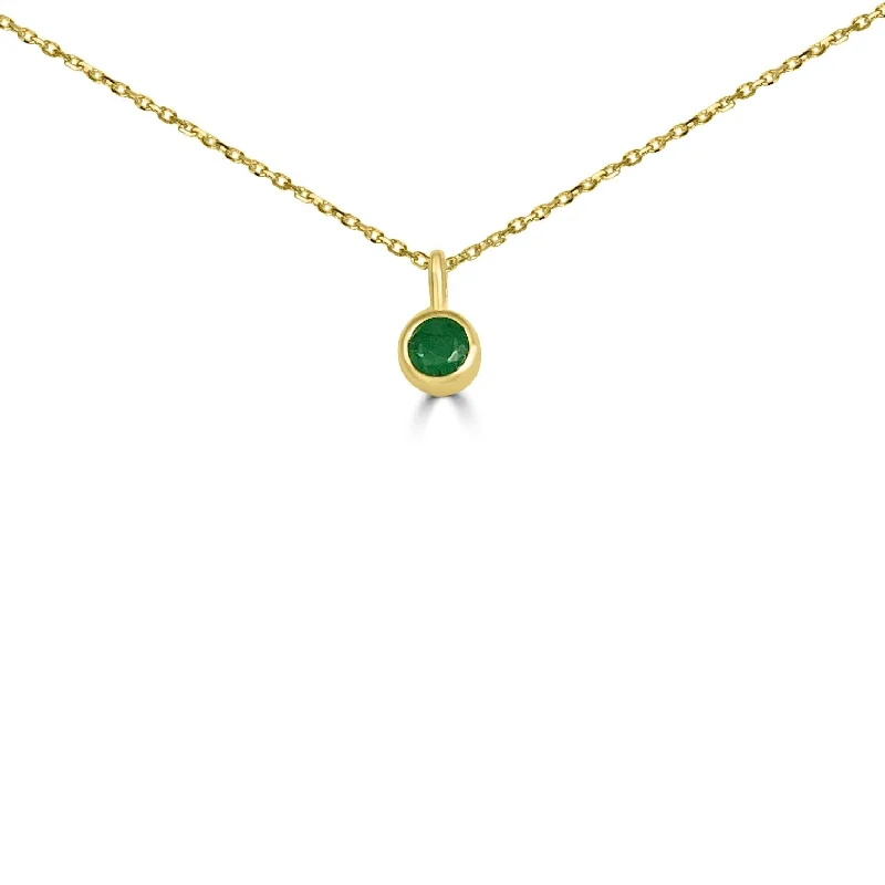 Best necklaces and pendants with opal gemstones for an iridescent glow-14K Yellow Gold 4MM Bezel Emerald Necklace