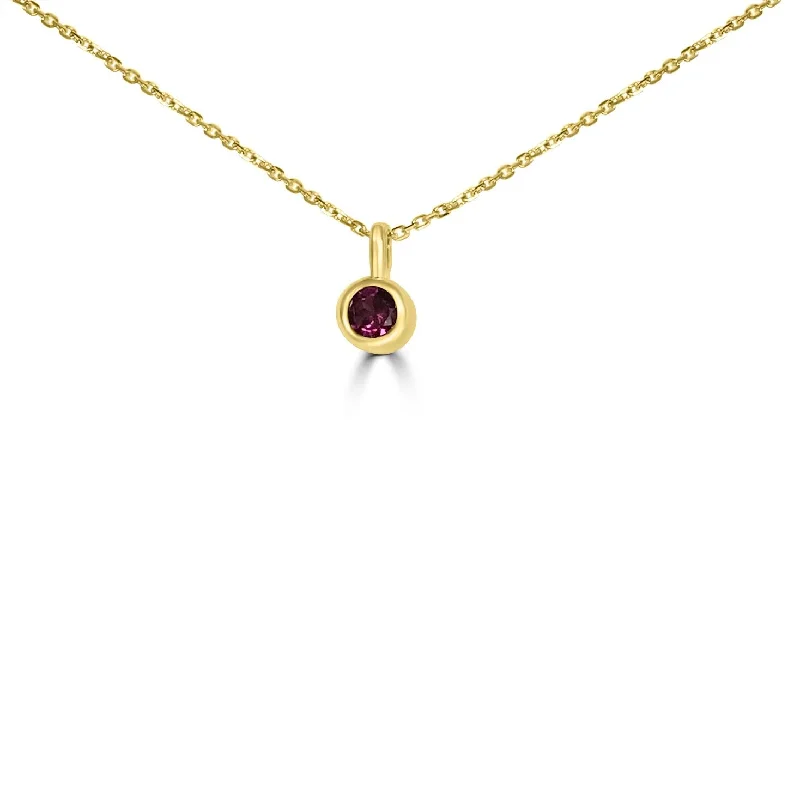 Best necklaces and pendants with crystal accents for a sparkling and elegant style-14K Yellow Gold 4MM Bezel Garnet Necklace