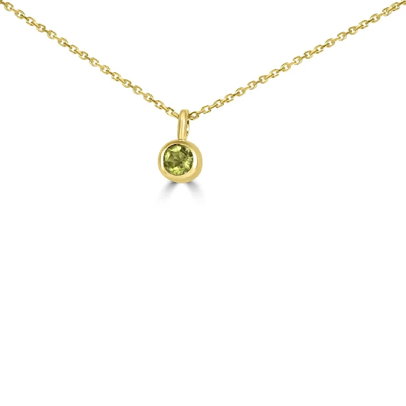 Best necklaces and pendants with heart-shaped designs for a romantic look-14K Yellow Gold 4MM Bezel Peridot Necklace