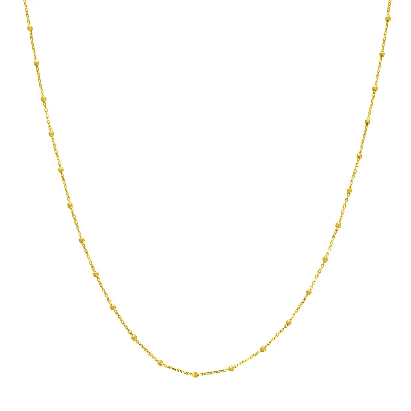 Beautiful necklaces and pendants with geometric shapes for a modern, artistic design-14K Yellow Gold Faceted Bead Saturn Chain Necklace