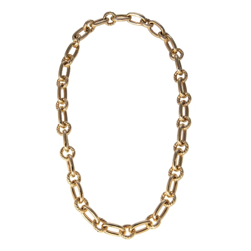 Beautiful necklaces and pendants with tree branch motifs for a nature-inspired design-14K Yellow Gold Italian Rope & Polished Link Necklace