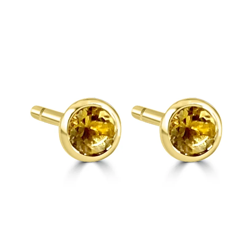 Trendy necklaces and pendants with statement pieces for a bold fashion statement-14K Yellow Gold 3MM Bezel Citrine Studs