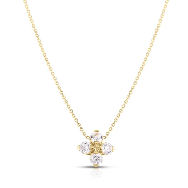 Trendy necklaces and pendants with statement pieces for a bold fashion statement-18KT GOLD ROBERTO COIN FLOWER NECKLACE