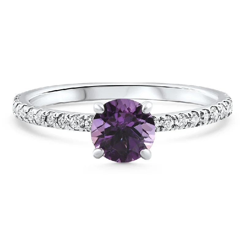 Rings with wave patterns for ocean vibes -1Ct Amethyst & Diamond Anniversary Engagement Fashion Ring 10k Gold Lab Grown