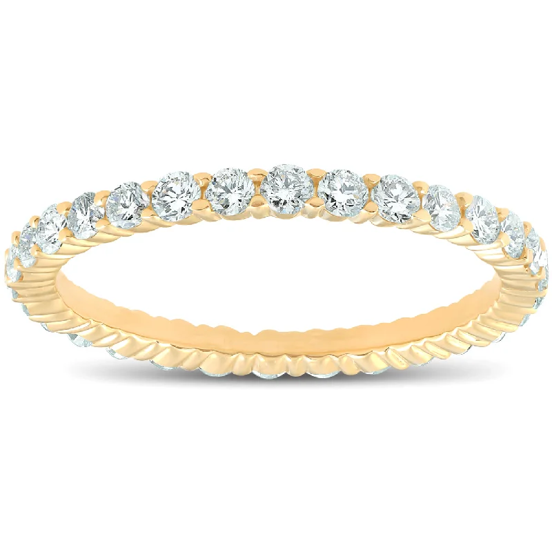 Rings with crescent moon for lunar charm -1ct Diamond Eternity Ring 14K Yellow Gold