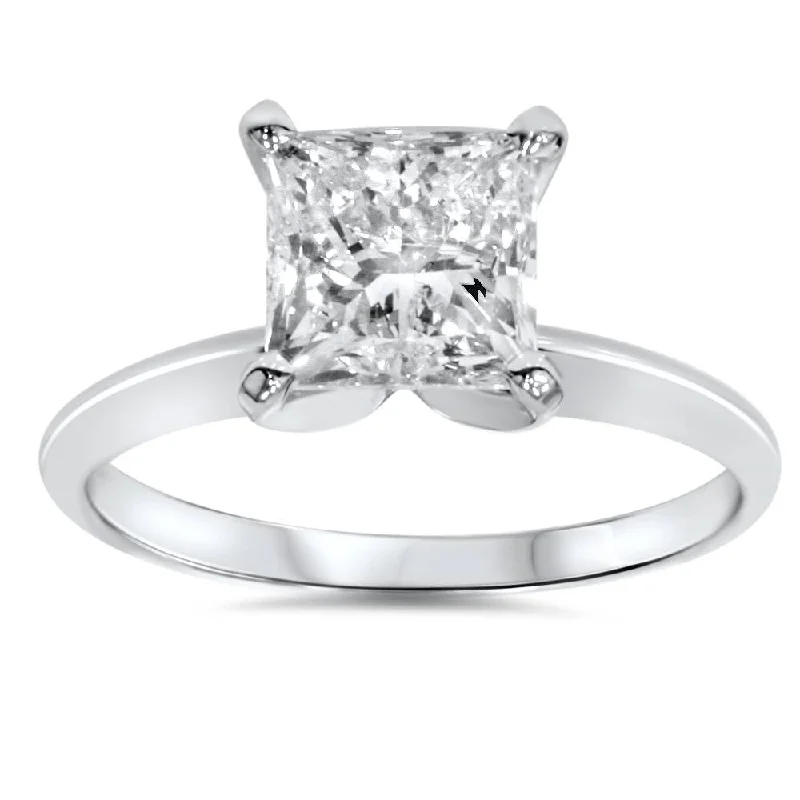 Rings with herkimer diamonds for raw clarity -1ct Solitaire Diamond Ring 14K White Gold