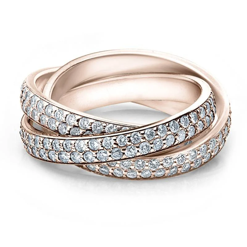 Rings with rough moonstone for natural beauty -2 3/4ct Rolling Ring Diamond Pave Eternity 14K Rose Gold