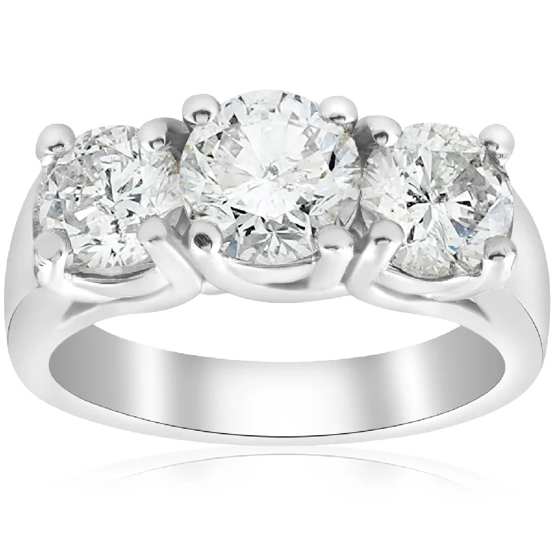 Rings with adjustable bands for perfect fit -2 3/4ct Three Stone Diamond Engagement Ring 14K White Gold