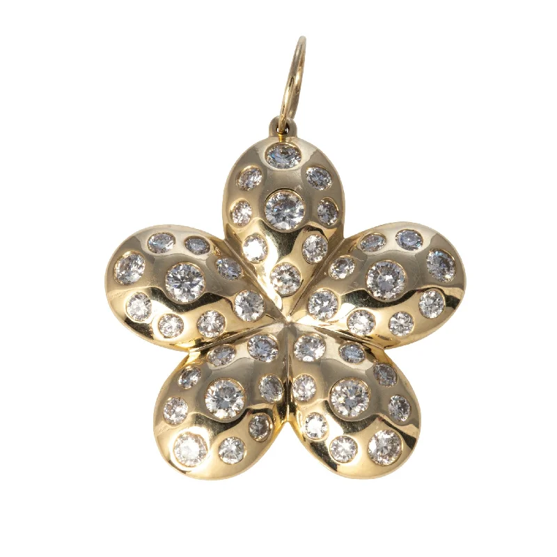 Necklaces and pendants with geometric pendants for a clean, contemporary design-2.45ctw Diamond 14K Yellow Gold Flower Pendant