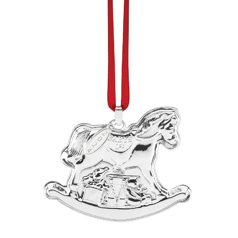 Stunning necklaces and pendants with sapphire gemstones for a luxurious blue hue-2024 Sterling Silver Baby's 1st Rocking Horse Ornament