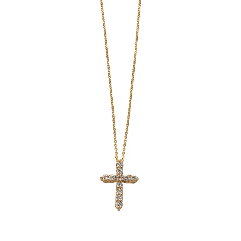 Beautiful necklaces and pendants with layered chains for a fashionable, chic look-.24ctw Diamond Cross 14K Yellow Gold Pendant Necklace