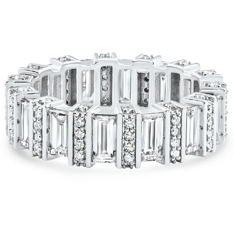 Rings with moonstone gems for ethereal glow -3Ct TW Emerald Cut Diamond Fancy Eternity Wedding Ring 14k Gold Lab Grown