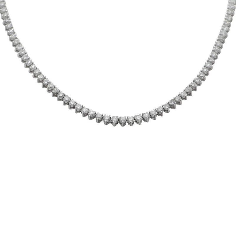 Elegant necklaces and pendants with diamond accents for added sparkle-5.5CTW Diamond Tennis Necklace 14k White Gold Ballbead Chain Link 3.5mm Wide 16"