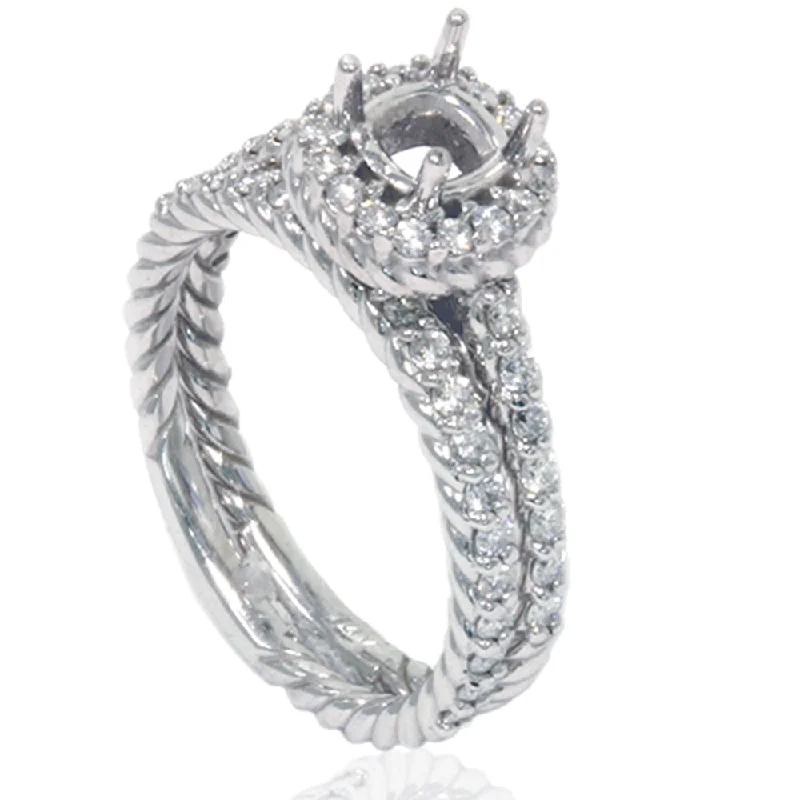 Rings with knot motifs for symbolic love -7/8ct Braided Engagement Wedding Ring Set 14K White Gold