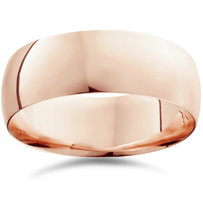 Rings with hexagon-cut stones for trendiness -8mm Dome High Polished Wedding Band 10k Rose Gold