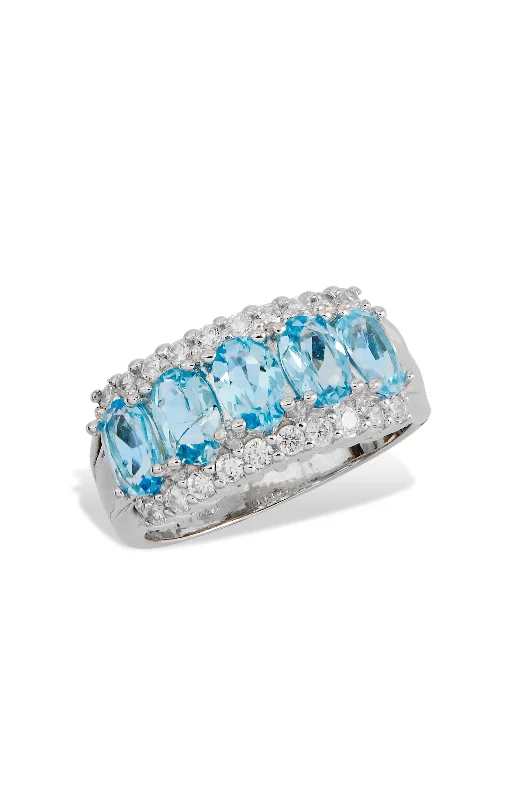 Stackable rings with mixed metal finishes -.925 STERLING SILVER 3.00ct BLUE TOPAZ RING