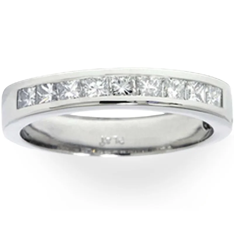 Rings with crescent moon for lunar charm -950 Platinum 5/8ct Princess Cut Diamond Wedding Ring