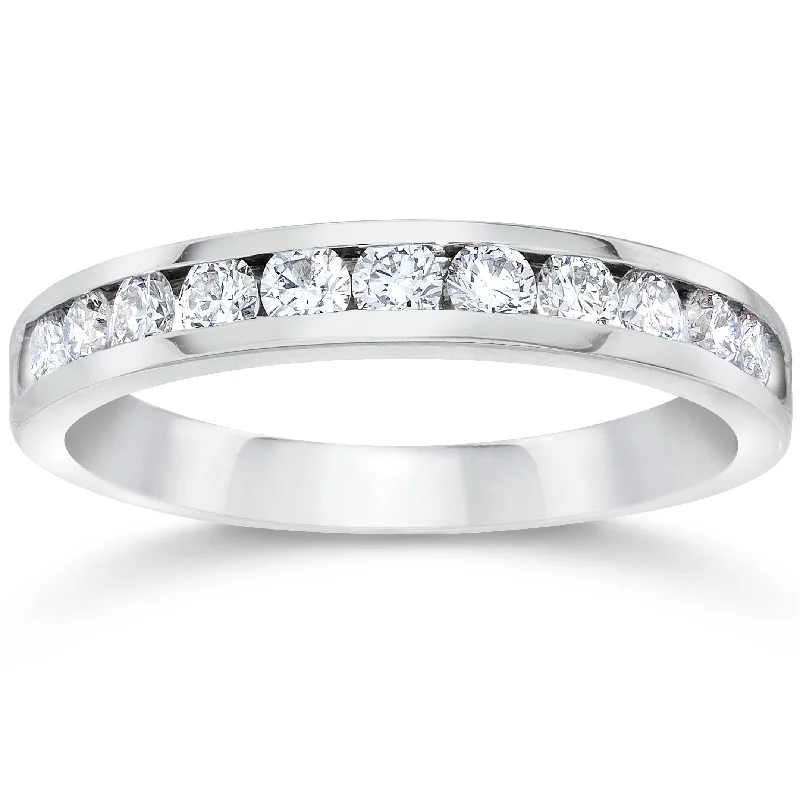 Rings with engraved constellations for stargazers -950 Platinum Channel Set Diamond 1/2ct Wedding Ring