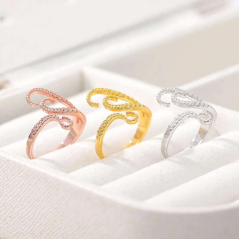 Rings with rose quartz for soft romance -Adjustable Octopus Tentacle Wrap Ring