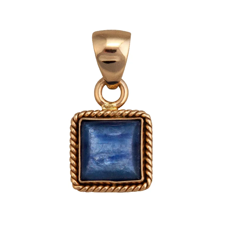 Necklaces and pendants with love knot designs for a romantic, meaningful symbol-Alchemia Kyanite Square Pendant with Rope Edge