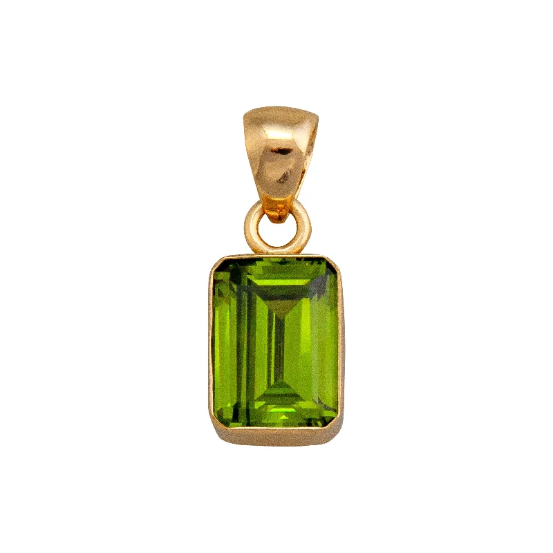 Necklaces and pendants with feather designs for a boho-chic, carefree vibe-Alchemia Lab Created Peridot Rectangle Pendant