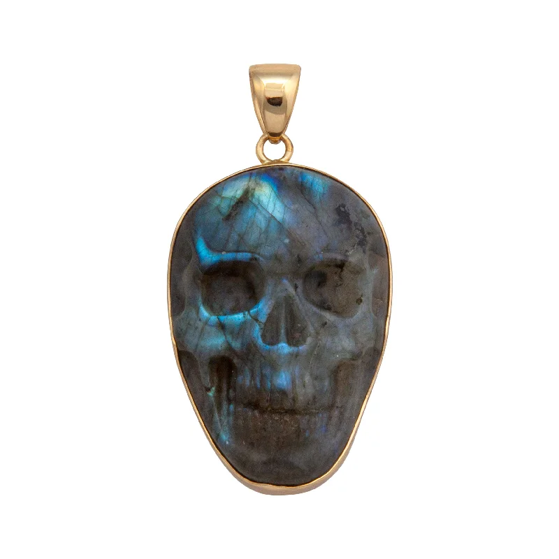 Best necklaces and pendants with heart-shaped lockets for a sentimental keepsake-Alchemia Labradorite Skull Pendant - Large