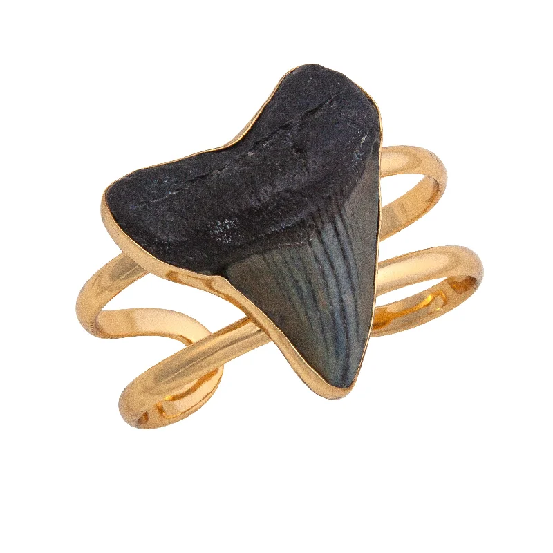 Necklaces and pendants with angel wing motifs for a spiritual, meaningful design-Alchemia Shark Tooth Double Band Adjustable Cuff