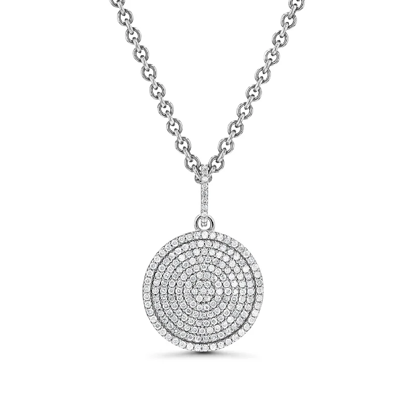 Necklaces and pendants with engraved messages for a deeply personal, sentimental gift-All Diamond Circle Medallion Pendant