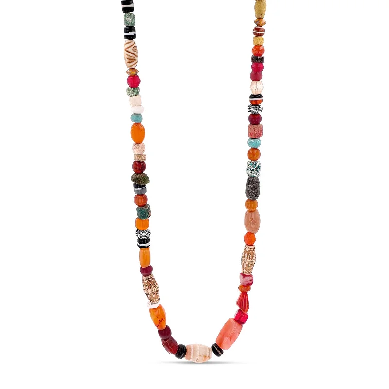 Elegant necklaces and pendants with infinity symbols for timeless designs-Antique Peruvian Trade Beaded Necklace with Diamond Rondelles "One of a Kind"