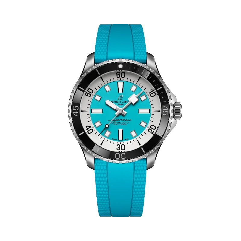 Fashionable necklaces and pendants with birthstones for a personalized gift idea-SUPEROCEAN AUTOMATIC 44- STAINLESS STEEL/TURQUOISE