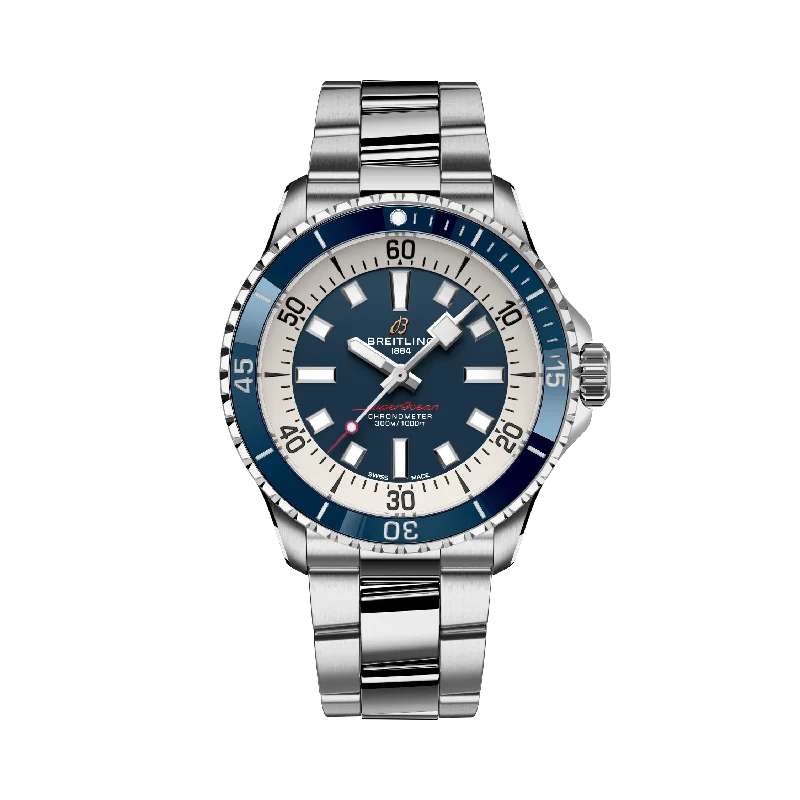 Elegant necklaces and pendants with diamond accents for added sparkle-SUPEROCEAN AUTOMATIC 42- STAINLESS STEEL/DARK BLUE