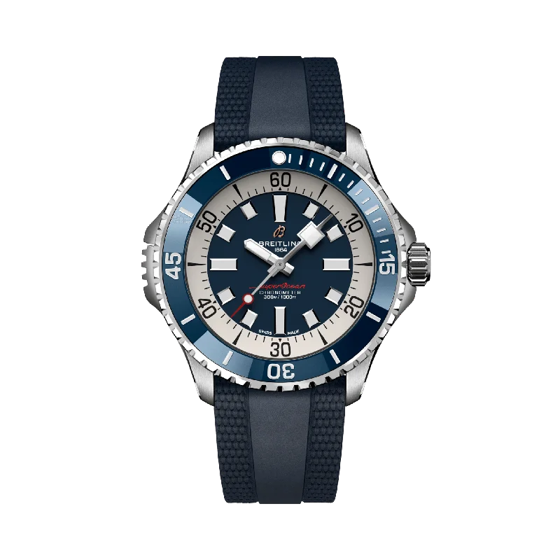 Simple necklaces and pendants with bar pendants for a sleek modern design-SUPEROCEAN AUTOMATIC 46- STAINLESS STEEL/BLUE