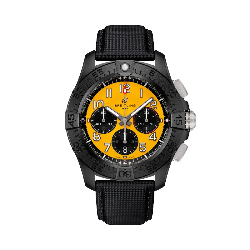 Necklaces and pendants with custom engravings for a personal, meaningful gift-AVENGER B01 CHRONOGRAPH 44 NIGHT MISSION- CERAMIC/YELLOW