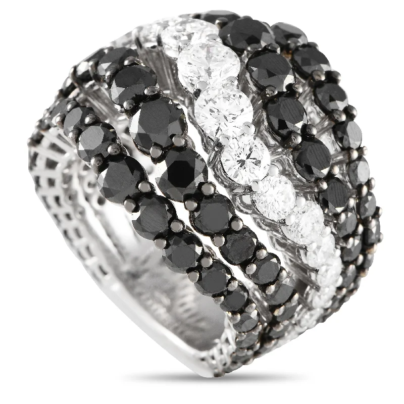 Rings with herkimer diamonds for raw clarity -Bucherer 18K White Gold 10.86ct Black and White Diamond Ring BU13-071224