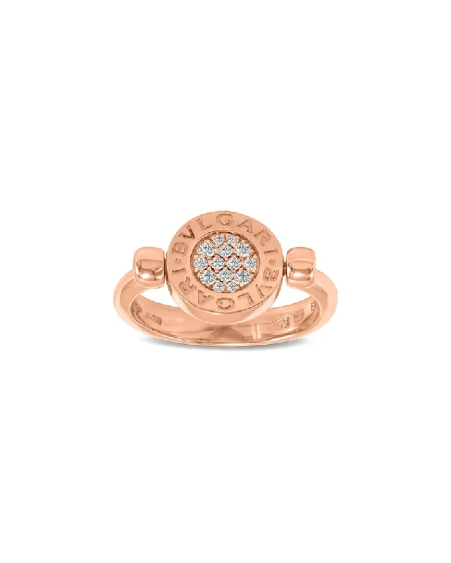 Handcrafted rings with raw emerald rough stones -Bulgari 18K Rose Gold 0.05 ct. tw. Diamond Ring