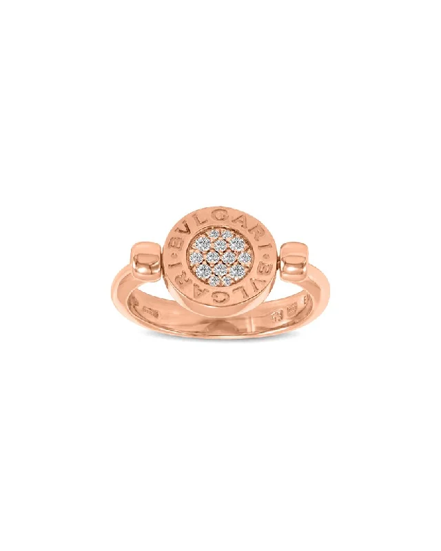 Vintage rings with engraved floral band designs -Bulgari 18K Rose Gold 0.05 ct. tw. Diamond Ring