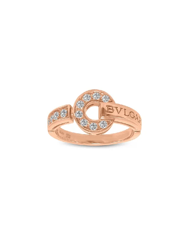 Rings with wide bands for statement wear -Bulgari 18K Rose Gold 0.12 ct. tw. Diamond Ring