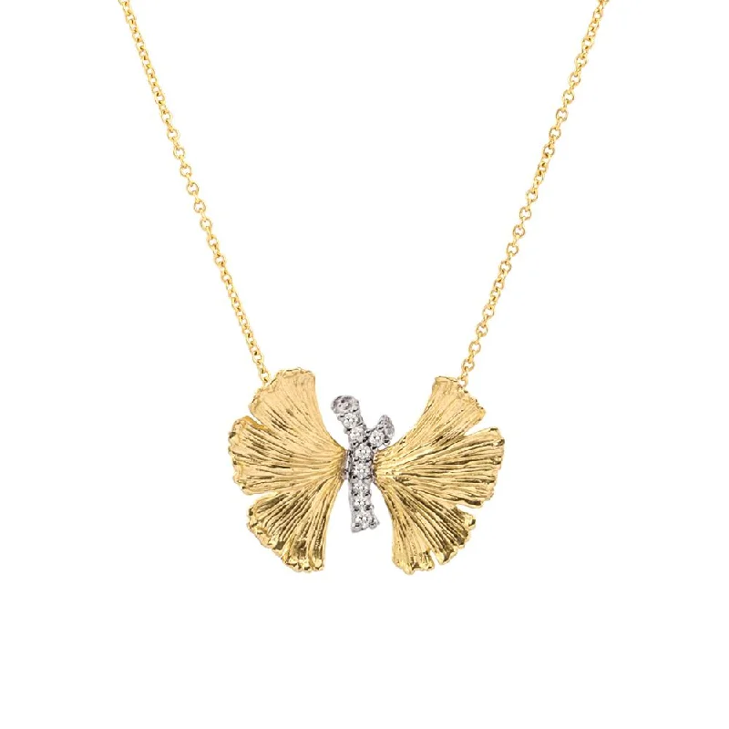 Best necklaces and pendants with art deco elements for a vintage, glamorous design-Butterfly Ginkgo Pendant Necklace with Diamonds