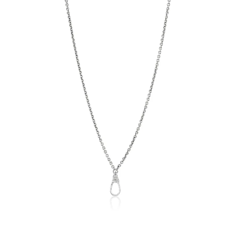 Simple necklaces and pendants with bar pendants for a sleek modern design-Silver Cable Chain Necklace with Diamond Swivel Clasp - 19" & 31"