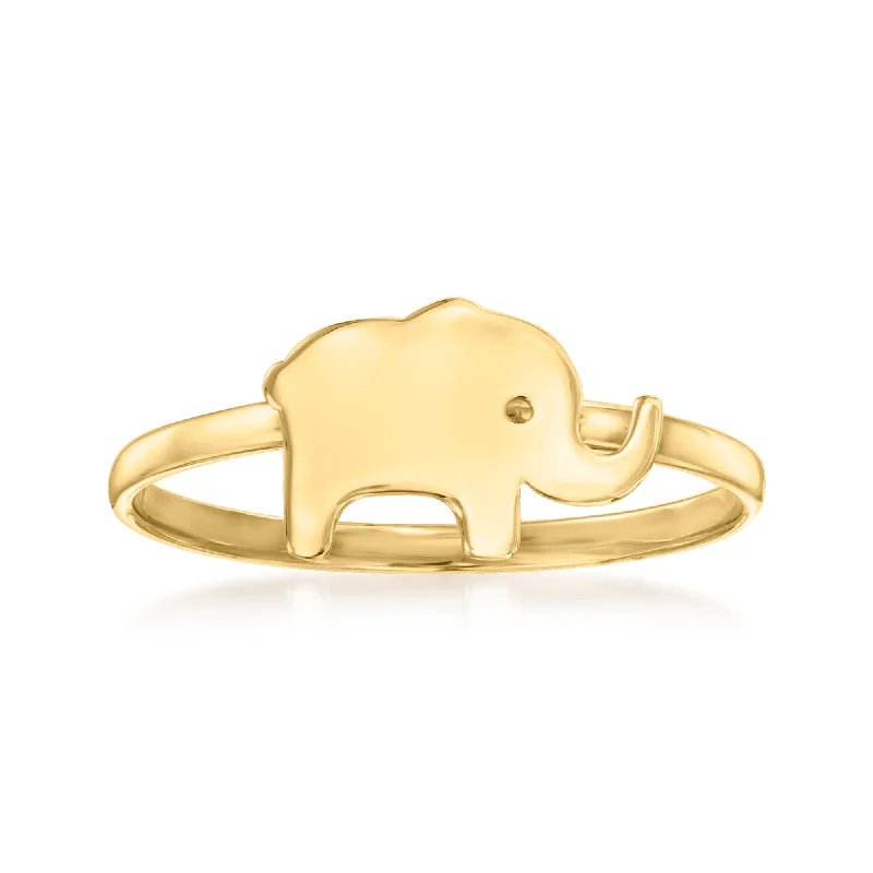 Rings with matte gold for subtle luxury -Canaria 10kt Yellow Gold Tiny Elephant Ring