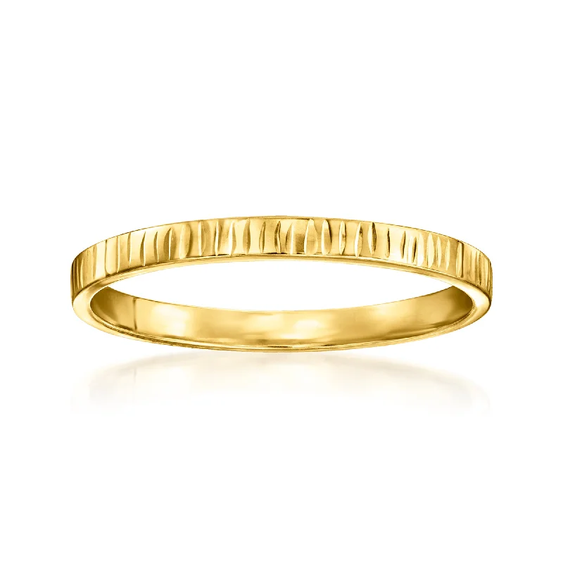 Rings with wide bands for statement wear -Canaria Italian 10kt Yellow Gold Textured Ring