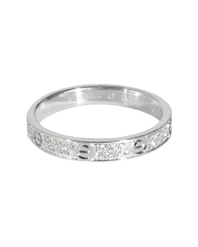 Rings with coral stones for vibrant pop -Cartier Love Diamond Wedding Band in 18k White Gold 0.19 CTW