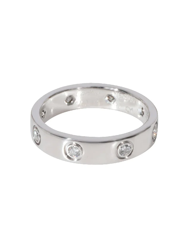 Rings with carved onyx for bold sleekness -Cartier Love Diamond Wedding Band in 18k White Gold 0.19 CTW