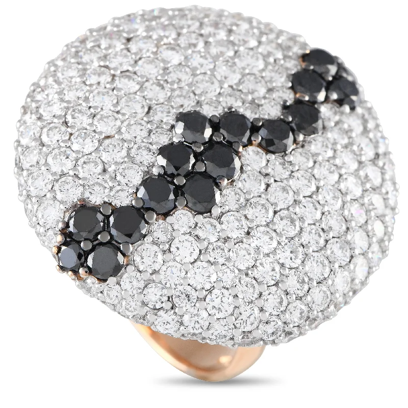 Dainty rings with subtle engraved star motifs -Casato 18K Rose Gold 7.02ct Black and White Diamond Cocktail Ring 200496