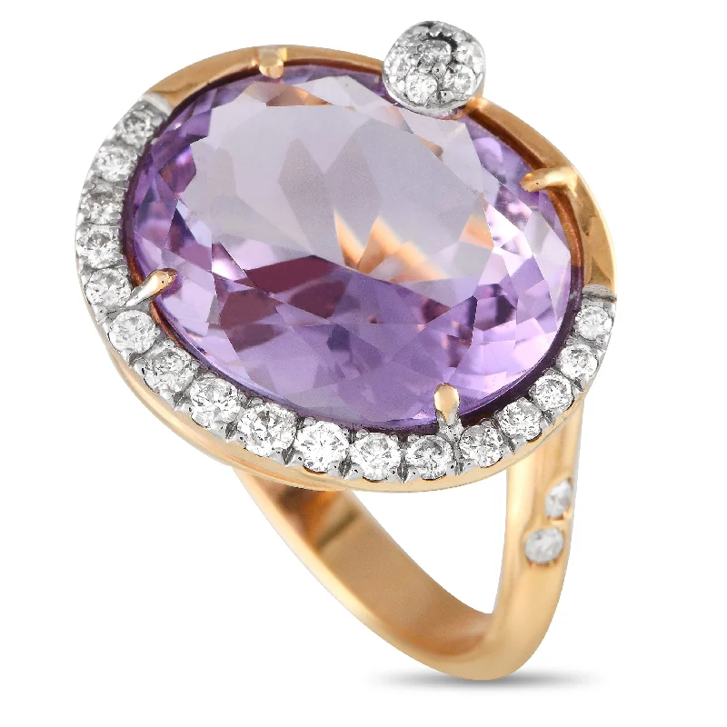 Rings with citrine stones for sunny vibes -Casato 18K Yellow Gold 0.32ct Diamond and Amethyst Ring 200509