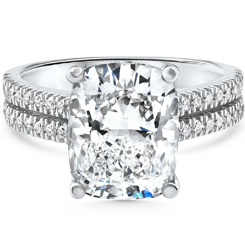 Rings with starburst topaz for radiant beauty -Certified 5.84Ct Cushion Cut Diamond Engagement 14k White Gold Lab Grown