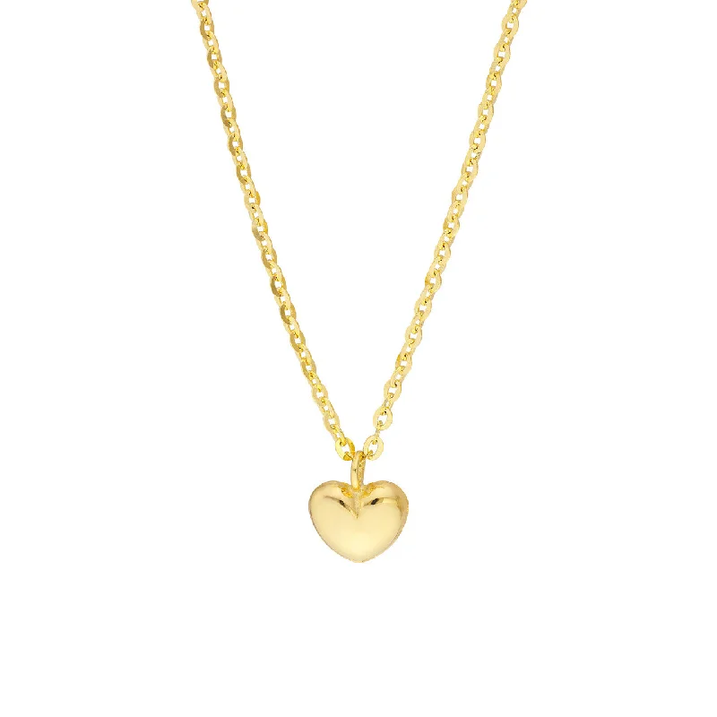 Best necklaces and pendants with silver chains for a sleek, timeless look-Child 14K Yellow Gold Mini Puff Heart Necklace