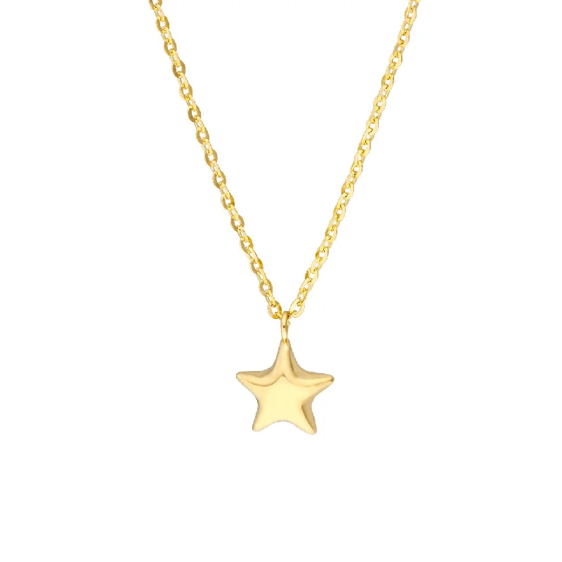 Best necklaces and pendants with art deco elements for a vintage, glamorous design-Child 14K Yellow Gold Mini Puff Star Necklace