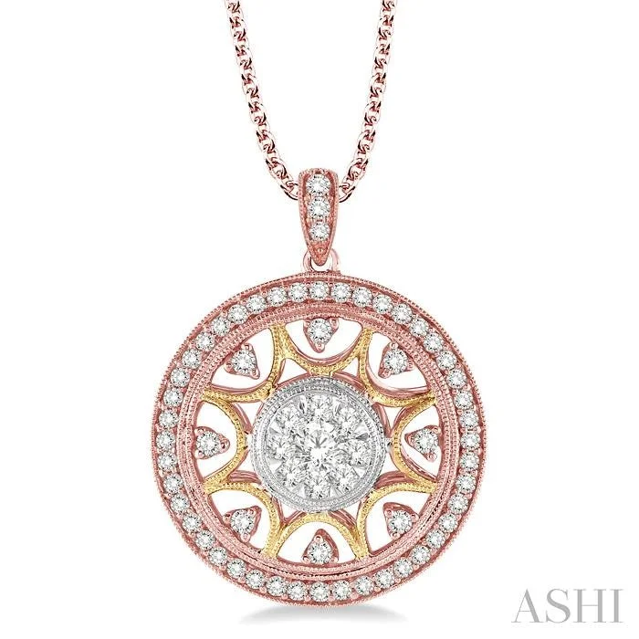 Stunning necklaces and pendants with aquamarine stones for a serene effect-CIRCLE LOVEBRIGHT DIAMOND FASHION PENDANT