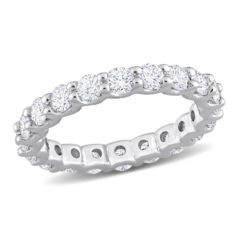 Rings with bezel-set peridot for safety -Created Forever 2ct TW Lab-Grown Diamond Eternity Band in 14k White Gold